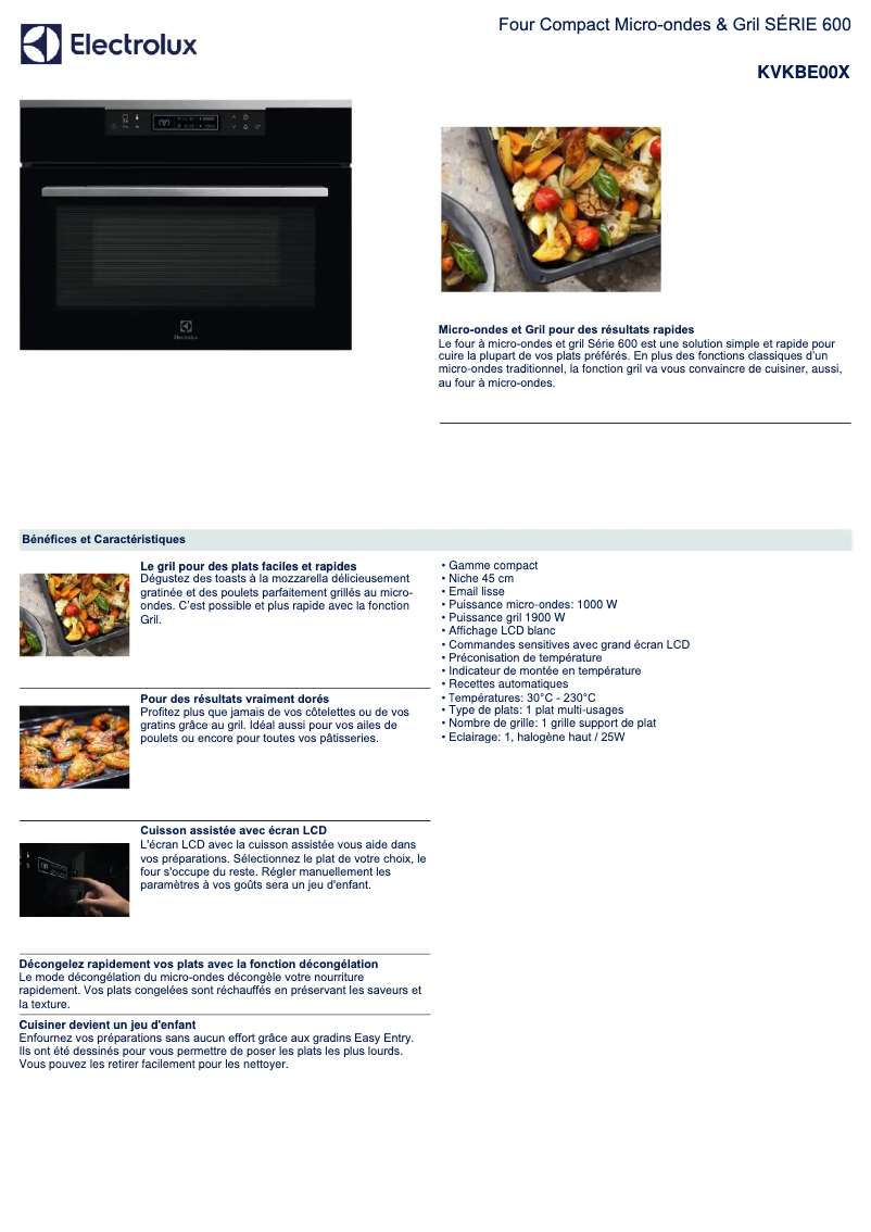 Page n°1 - Fiche technique Electrolux KVKBE00X
