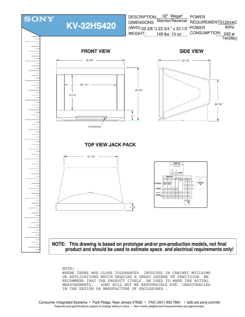 Image de la première page du manuel de l'appareil KV-32HS420