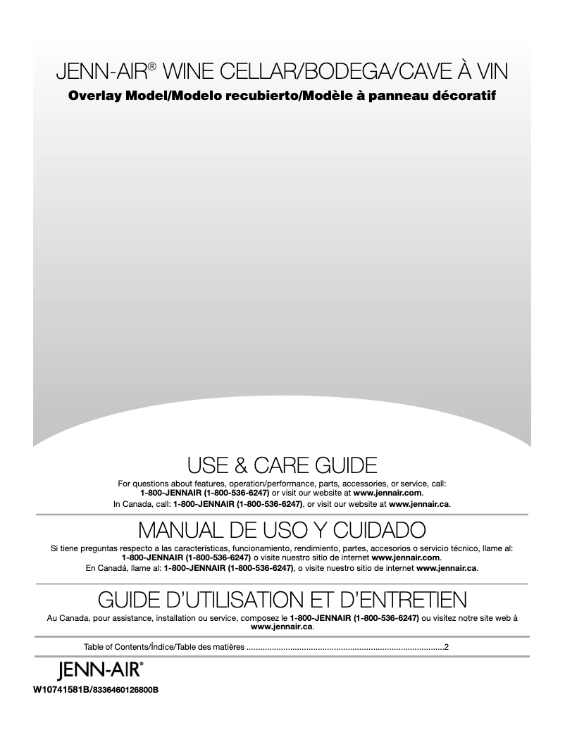 Page 1 de la notice Manuel utilisateur JennAir JUW24FRECX