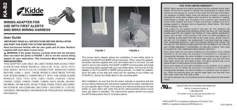 Page n°1 - Manuel utilisateur Kidde KA-B2