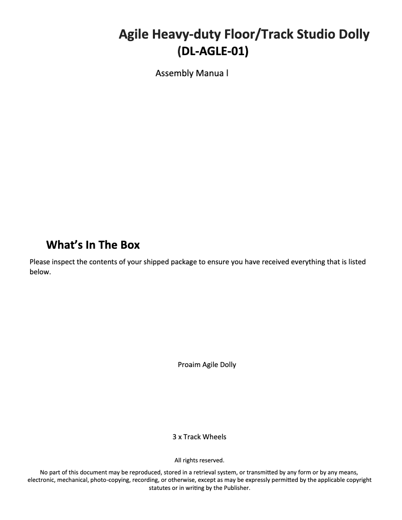 Page 1 de la notice Manuel utilisateur Proaim DL-AGLE-01