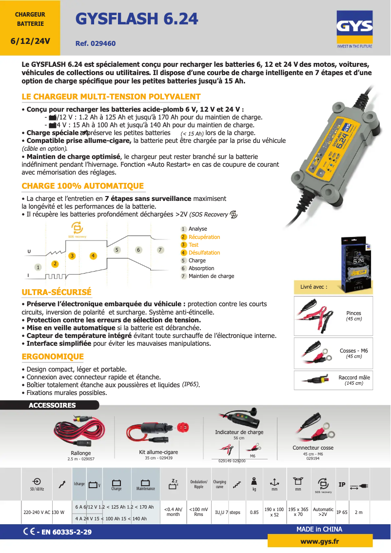 Page n°1 - Fiche technique GYS Gysflash 6.24