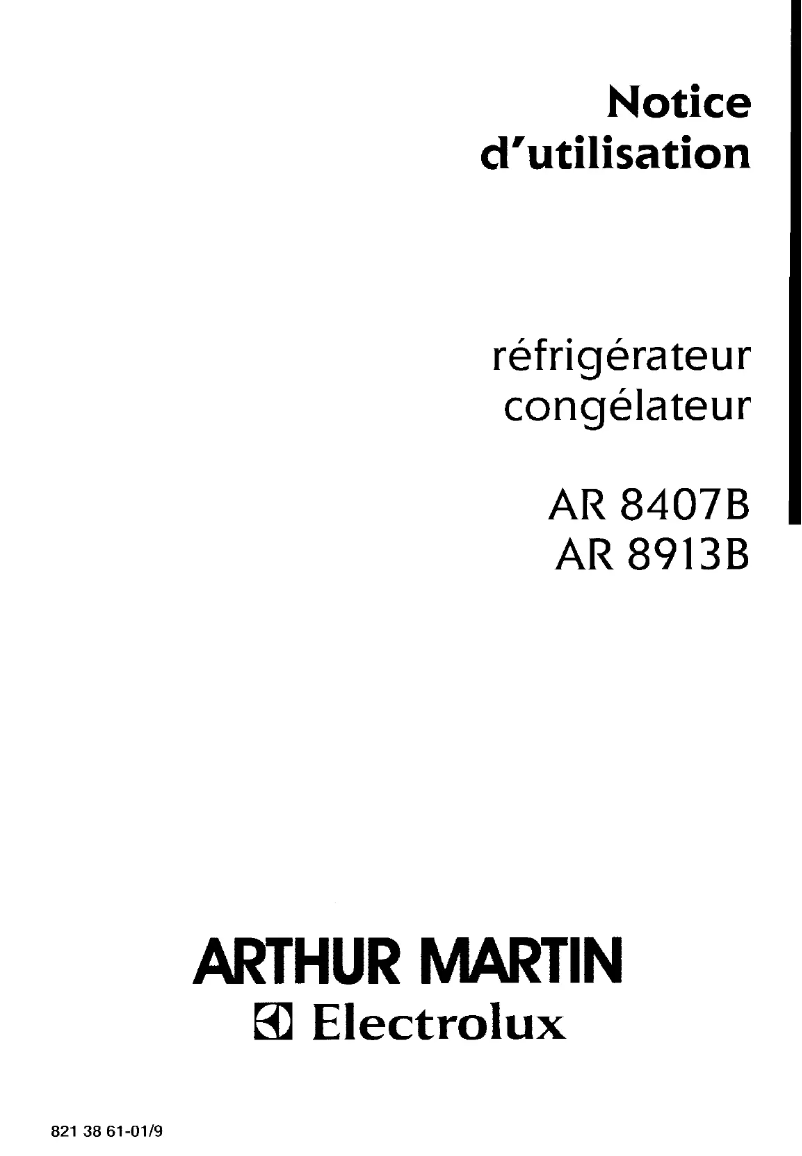 Page 1 de la notice Manuel utilisateur Arthur Martin-Electrolux AR3115B