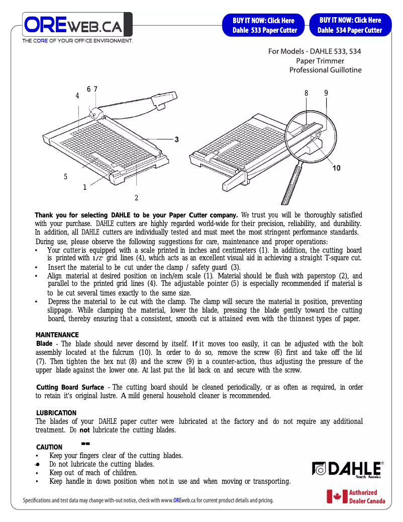 Page 1 de la notice Manuel utilisateur Dahle 534