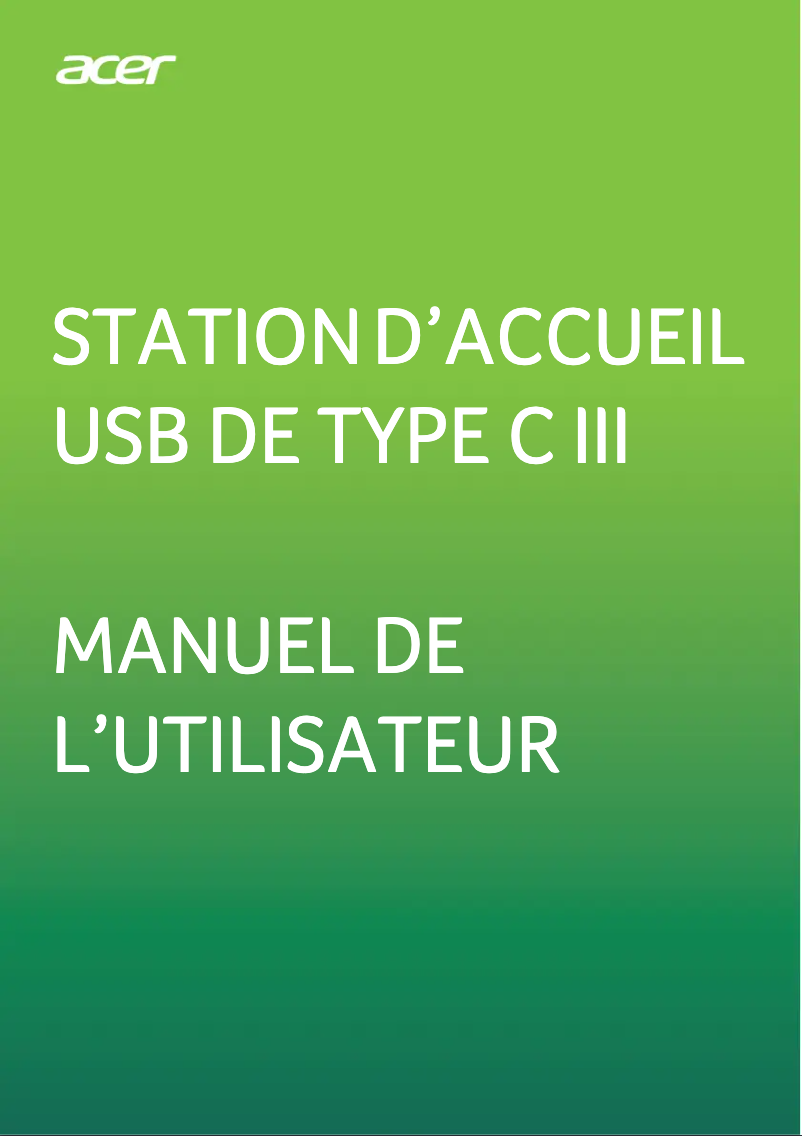 Page n°1 - Manuel utilisateur Acer USB Type-C Dock III