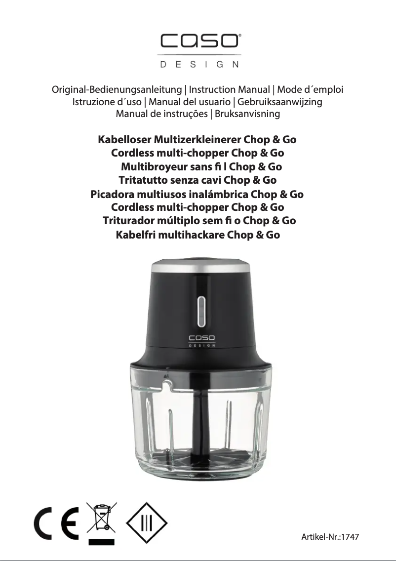 Page 1 de la notice Manuel utilisateur Caso Chop & Go
