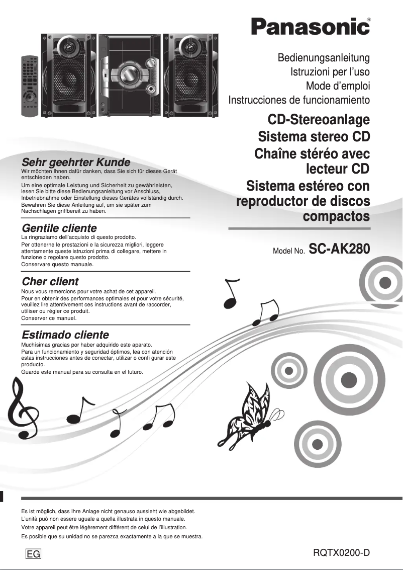 Image de la première page du manuel de l'appareil SC-AK280