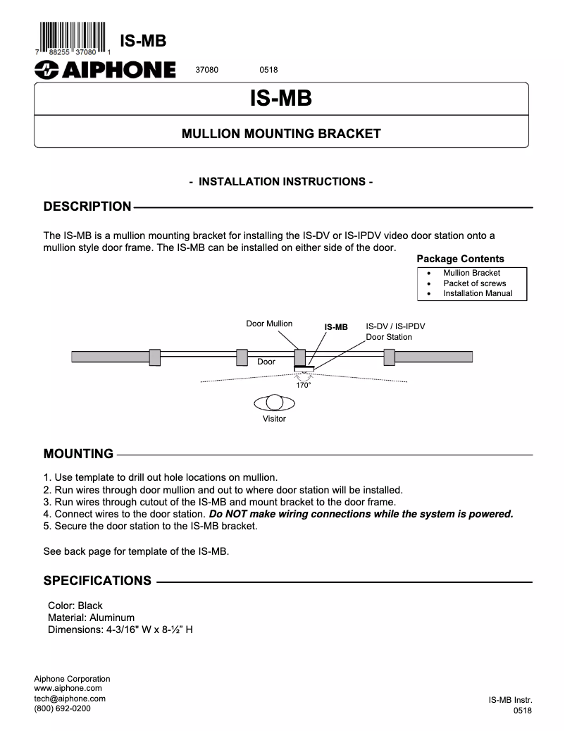 Page n°1 - Manuel utilisateur Aiphone IS-MB