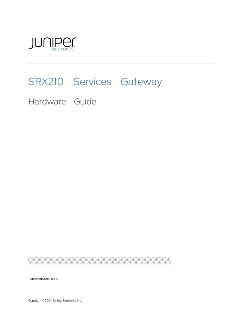 Page 1 de la notice Manuel utilisateur Juniper SRX210