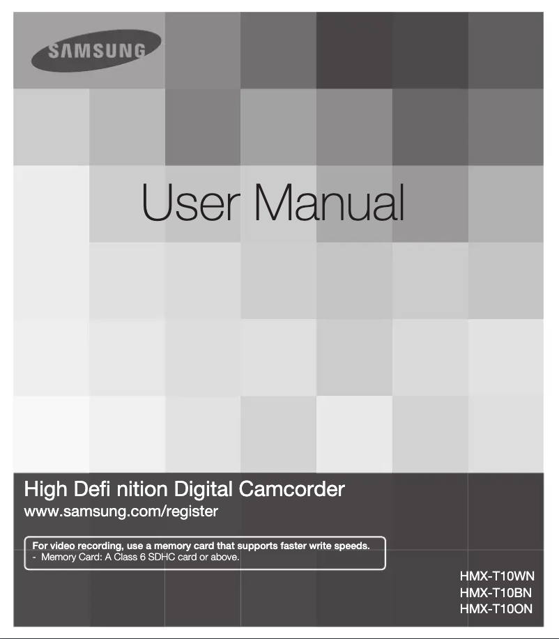 Page 1 de la notice Manuel utilisateur Samsung HMX-T10BN