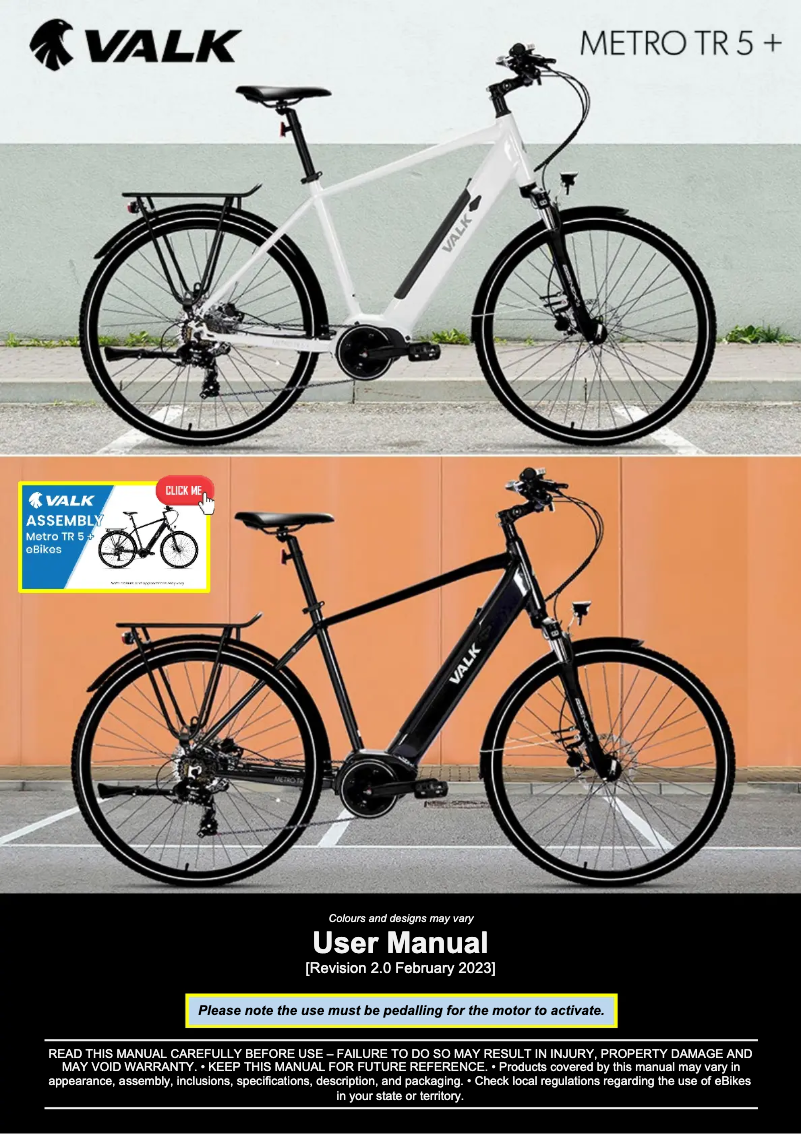 Page n°1 - Manuel utilisateur Valk Metro TR 5 +