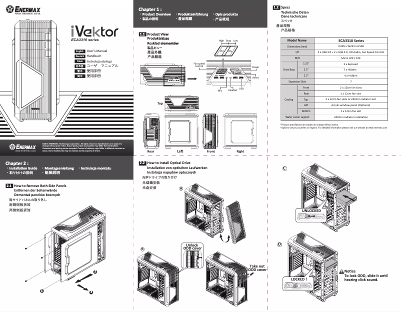 Page n°1 - Manuel utilisateur Enermax iVektor ECA3310A-B