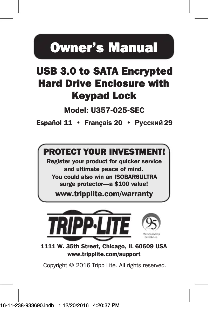 Página 1 del manual Manual de usuario Tripp Lite U357-025-SEC