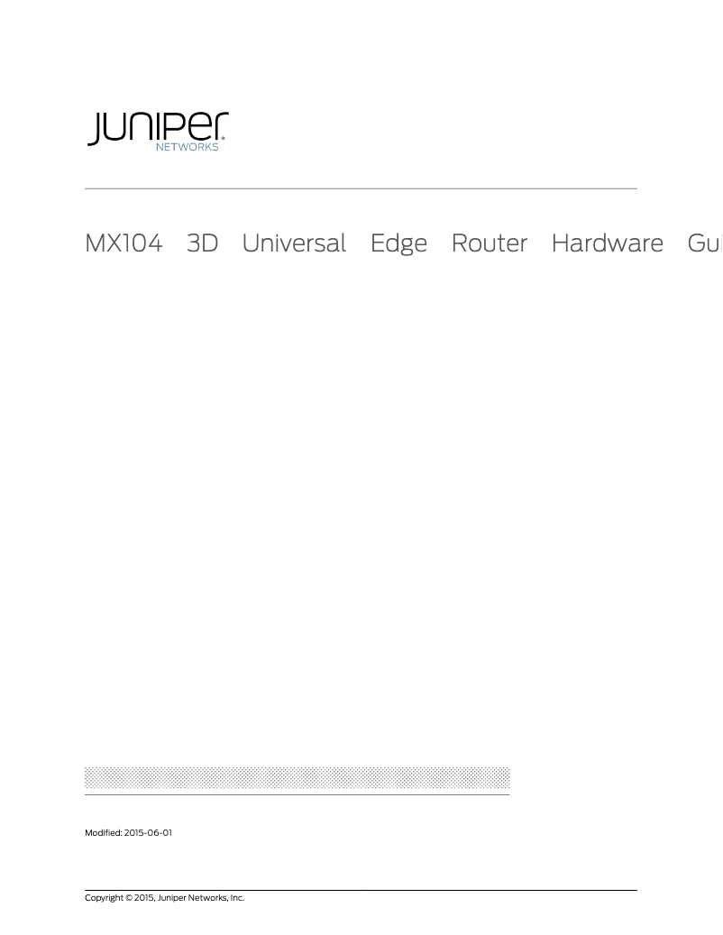 Page n°1 - Manuel utilisateur Juniper MX104