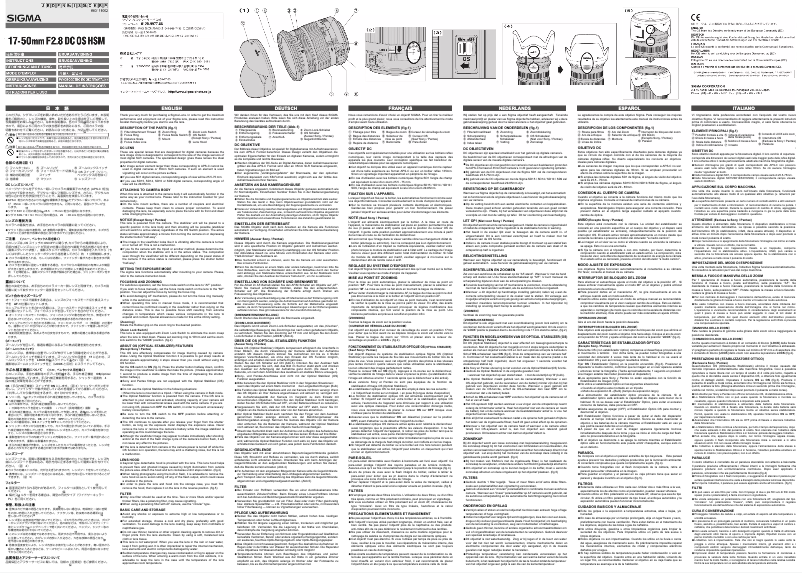 Page 1 de la notice Manuel utilisateur Sigma 17-50mm f/2.8 EX DC OS HSM Nikon
