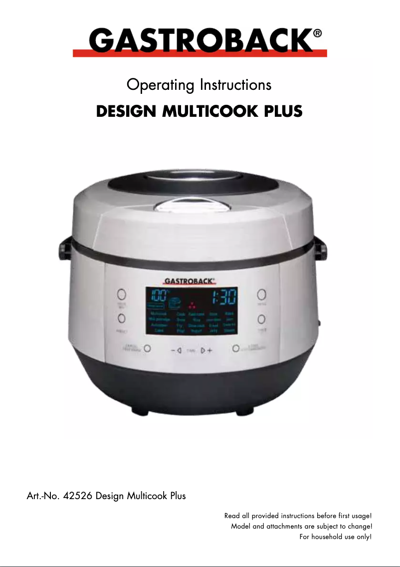Image de la première page du manuel de l'appareil Design Multicook Plus 42526