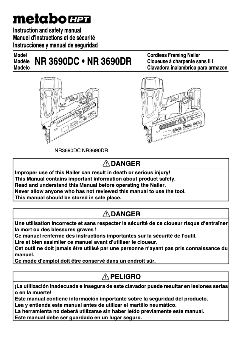 Page n°1 - Manuel utilisateur HiKOKI NR3690DC