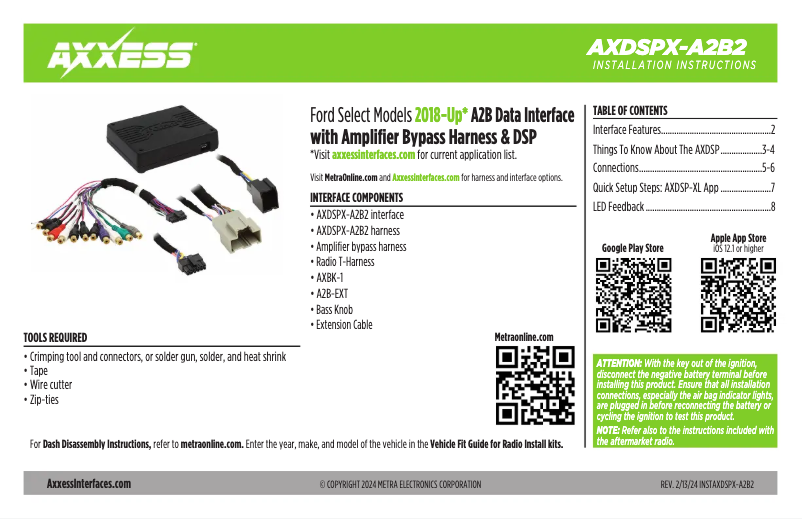 Image de la première page du manuel de l'appareil AXDSPX-A2B2