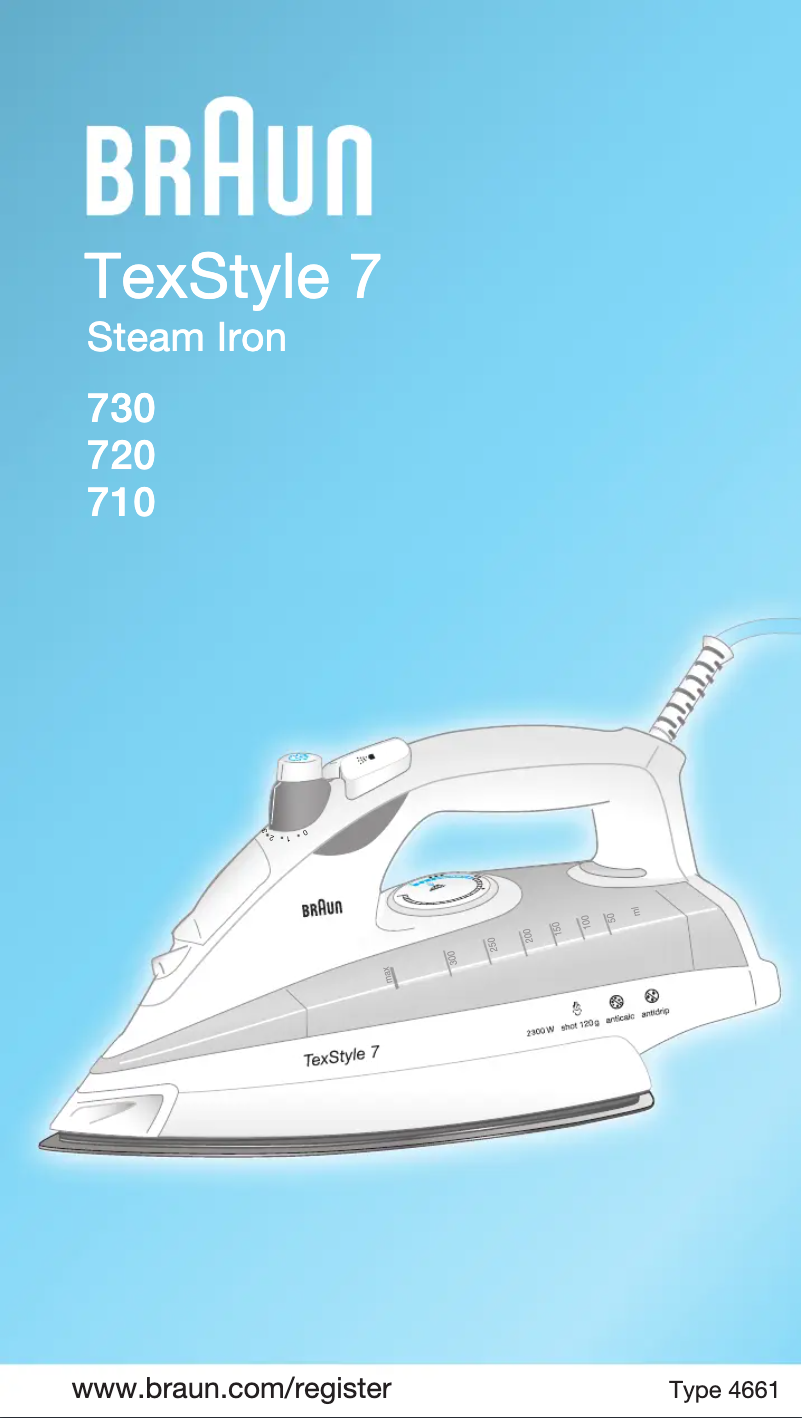 Page 1 de la notice Manuel utilisateur Braun TexStyle 7 720 
