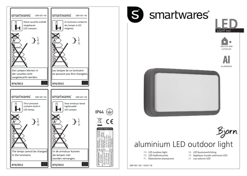 Page 1 de la notice Manuel utilisateur Smartwares GWI-001-HS