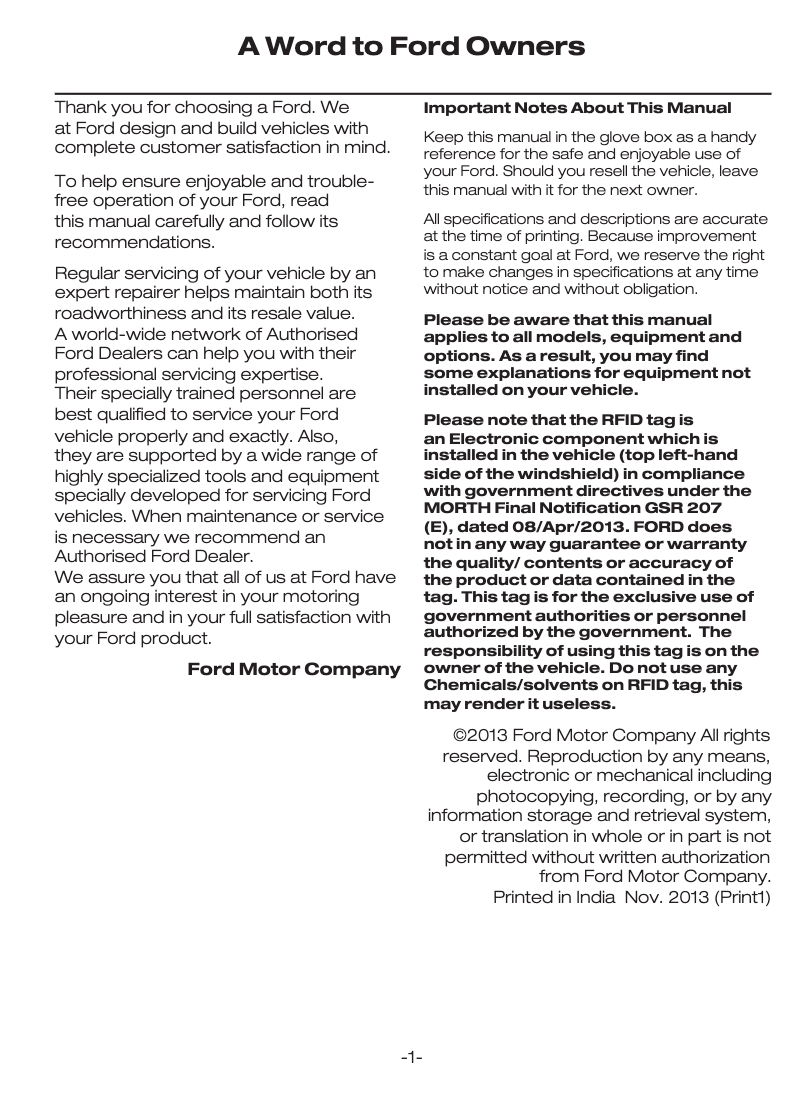 Image de la première page du manuel de l'appareil Endeavour (2013)