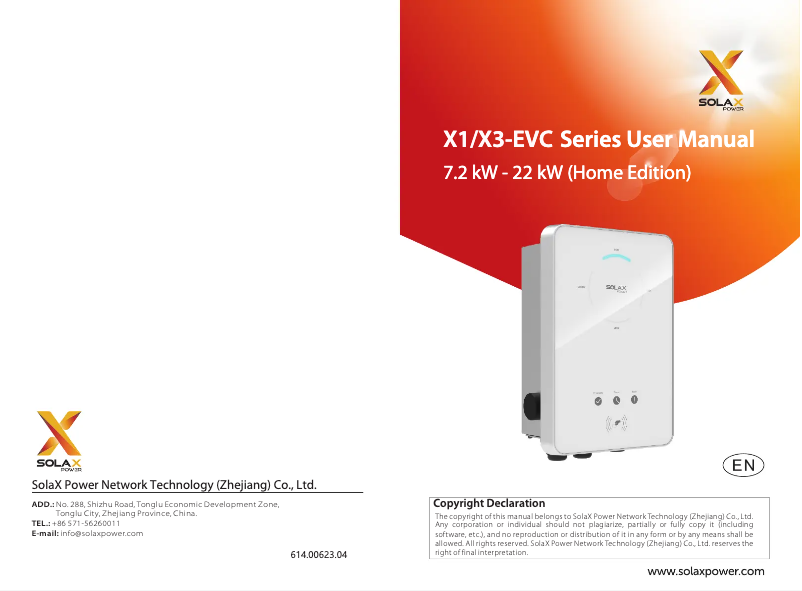 Page 1 de la notice Manuel utilisateur SolaX Power X3-EVC