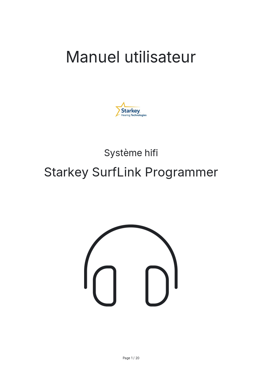 Image de la première page du manuel de l'appareil SurfLink Programmer