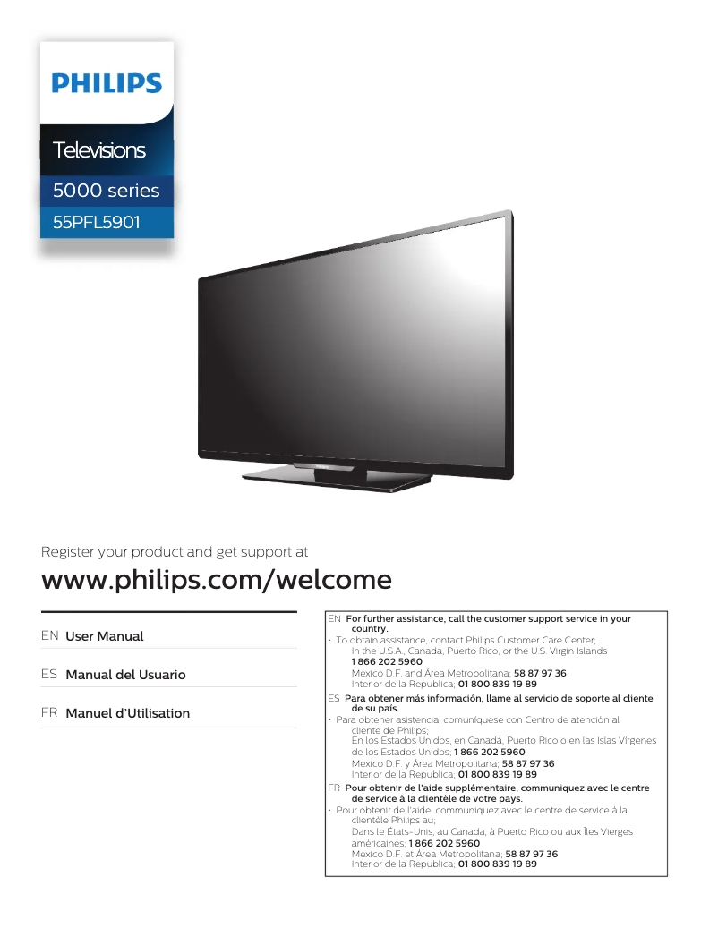 Page 1 de la notice Manuel utilisateur Philips 55PFL5901