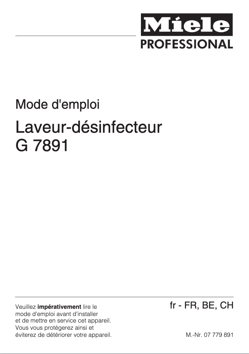 Page 1 de la notice Manuel utilisateur Miele G 7891
