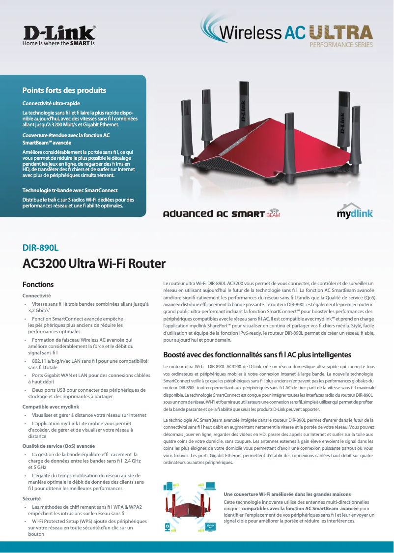 Page 1 de la notice Fiche technique D-Link DIR-890L
