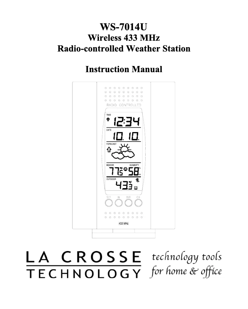 Page n°1 - Manuel utilisateur La Crosse Technology WS-7014U