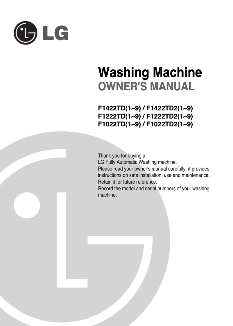 Página 1 del manual Manual de usuario LG F1422TD25