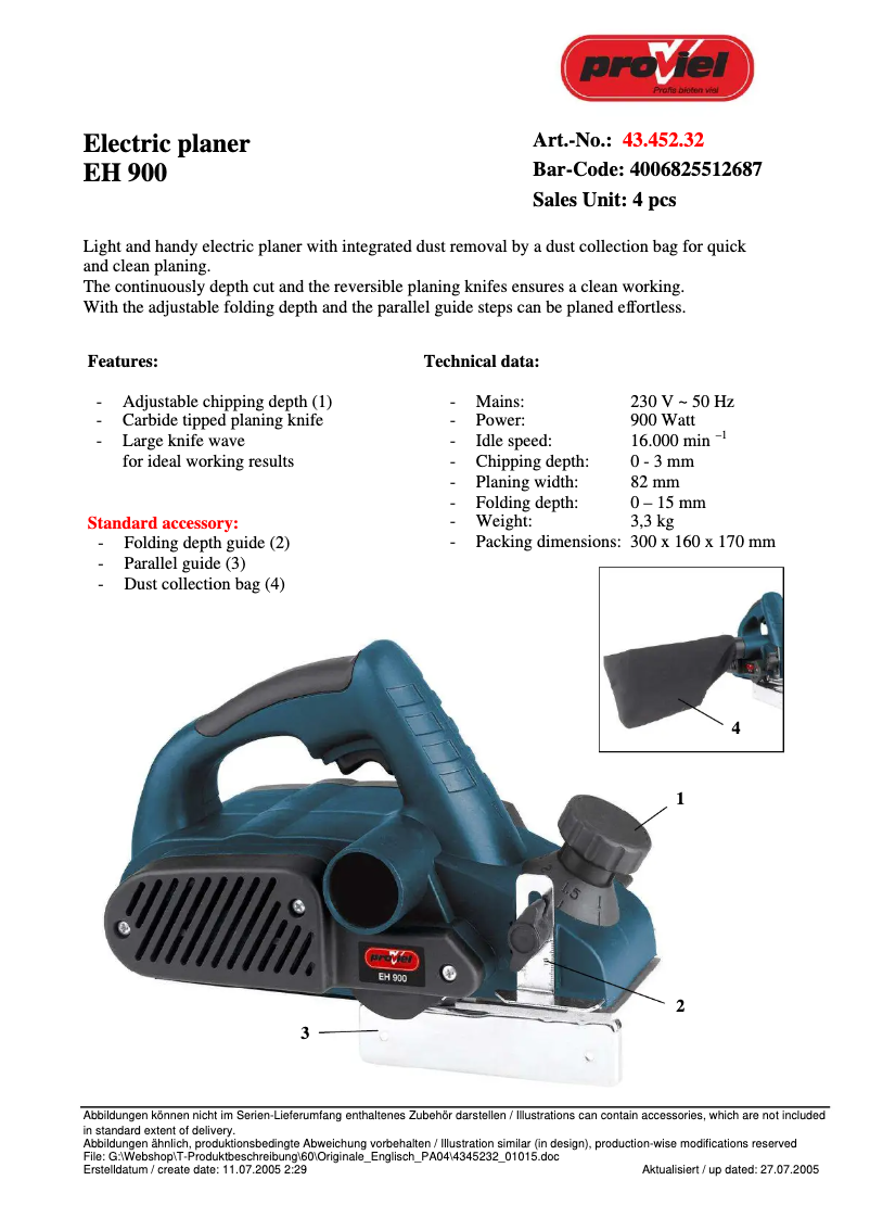 Página 1 del manual Manual de usuario Proviel EH 900