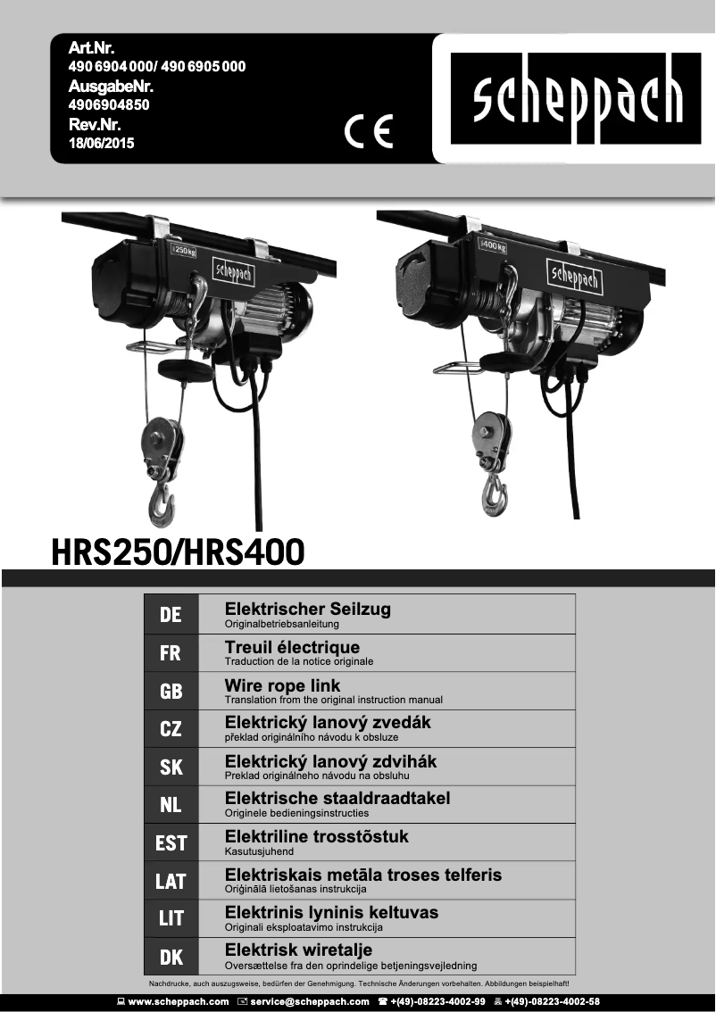 Imagen de la primera página del manual del dispositivo HRS400