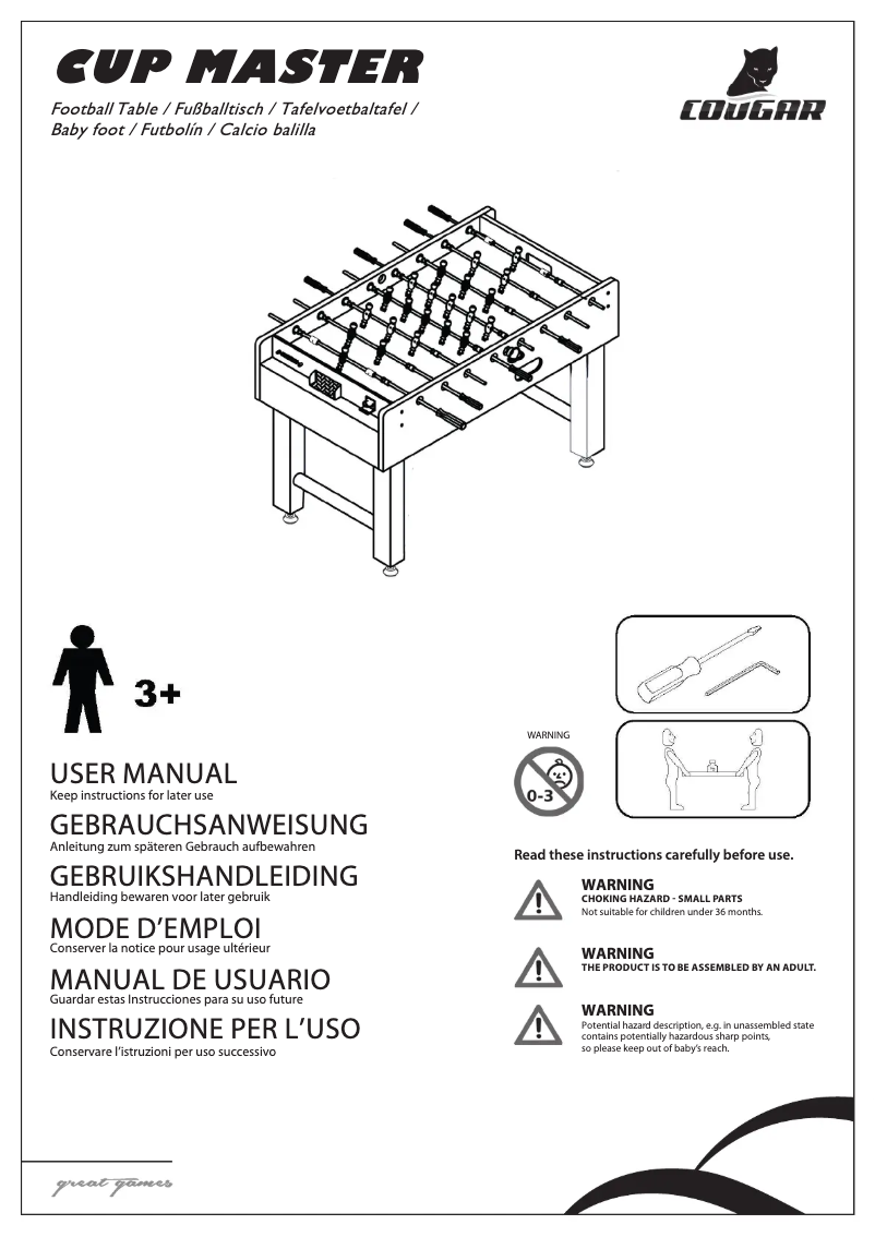 Page 1 de la notice Manuel utilisateur Cougar Cup Master