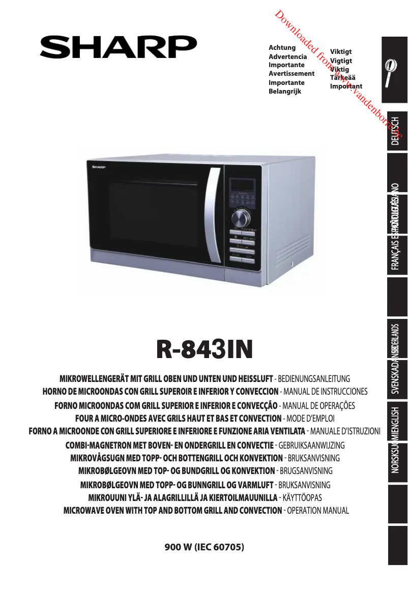 Page 1 de la notice Manuel utilisateur Sharp R-843IN