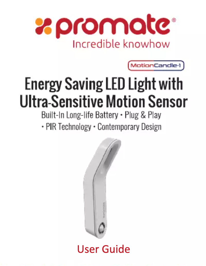 Page 1 de la notice Manuel utilisateur Promate MotionCandle-1