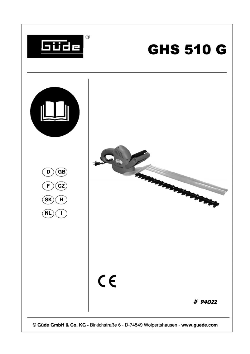 Page 1 de la notice Manuel utilisateur Güde HS 510