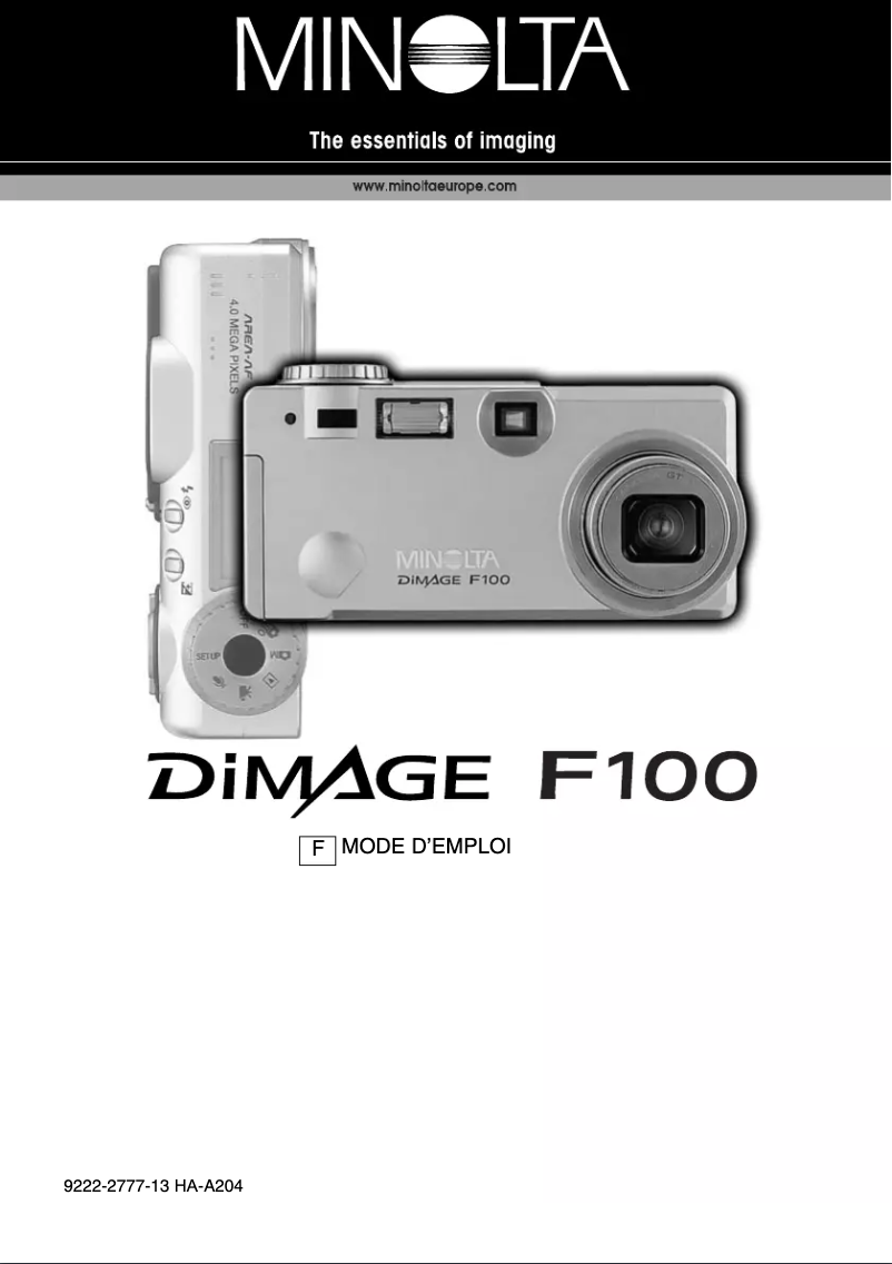 Page n°1 - Manuel utilisateur Konica Minolta Dimage F100