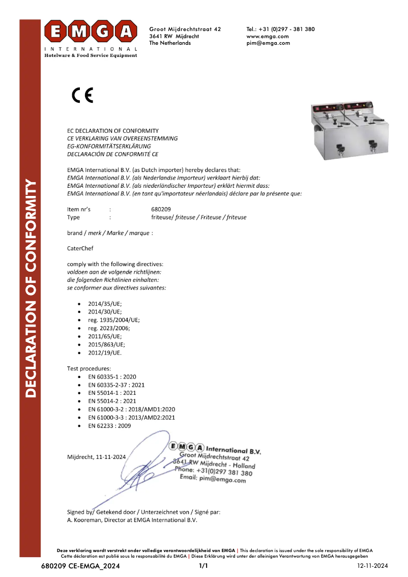 Page 1 de la notice Manuel utilisateur CaterChef 680209