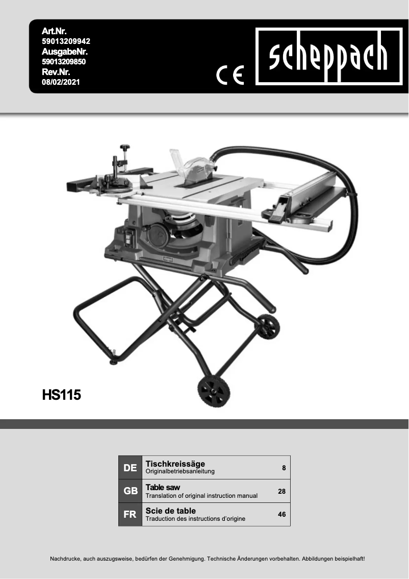 Image de la première page du manuel de l'appareil HS115