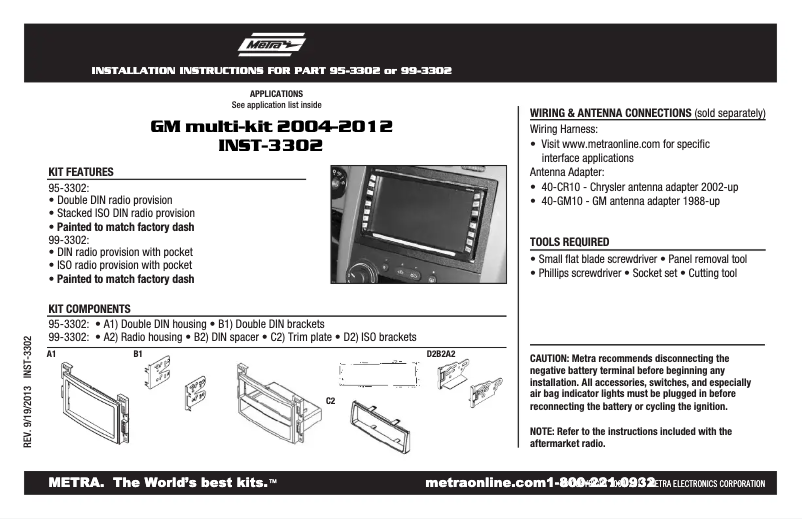 Page n°1 - Guide d'installation Metra 99-3320