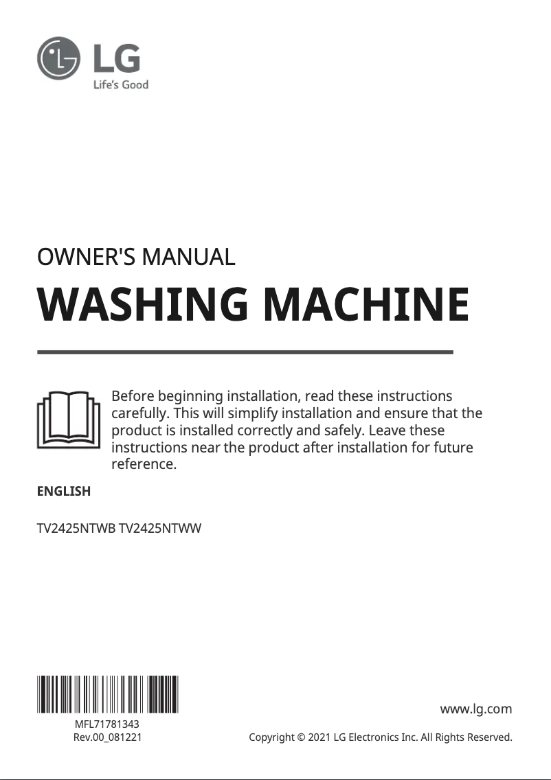 Imagen de la primera página del manual del dispositivo TV2425NTWB