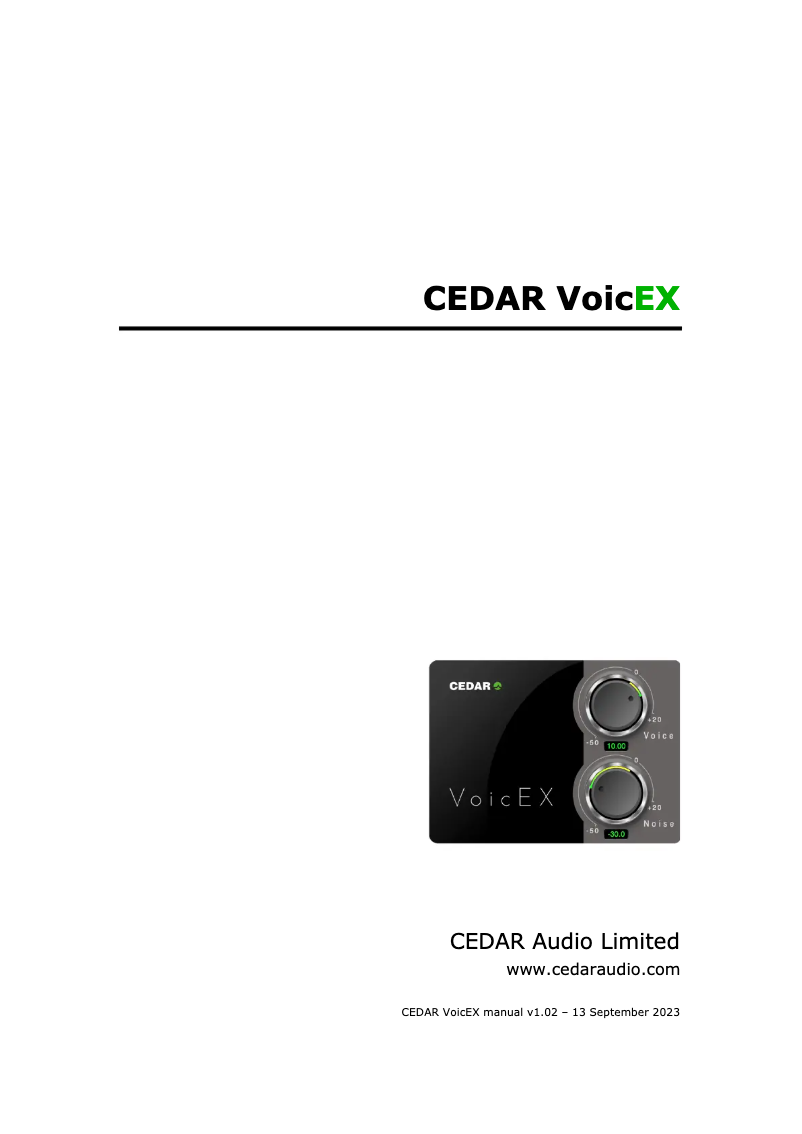 Página 1 del manual Manual de usuario CEDAR VoicEX