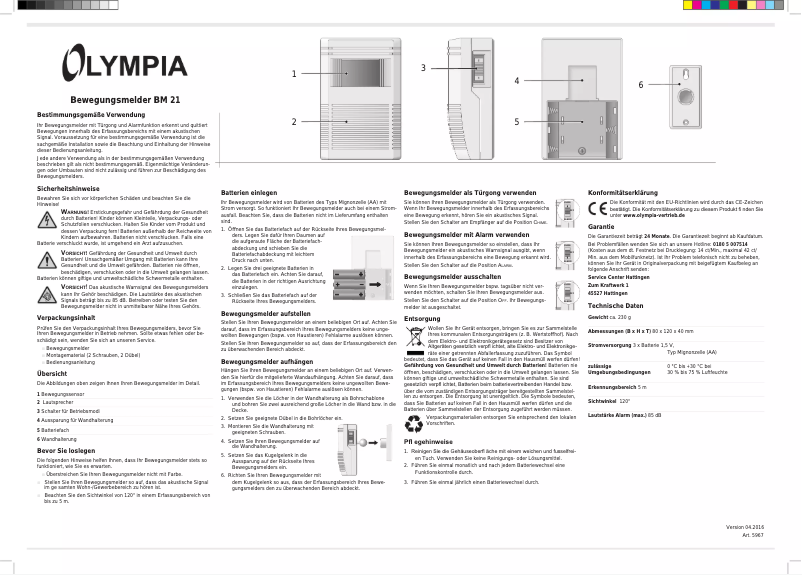Image de la première page du manuel de l'appareil BM 21