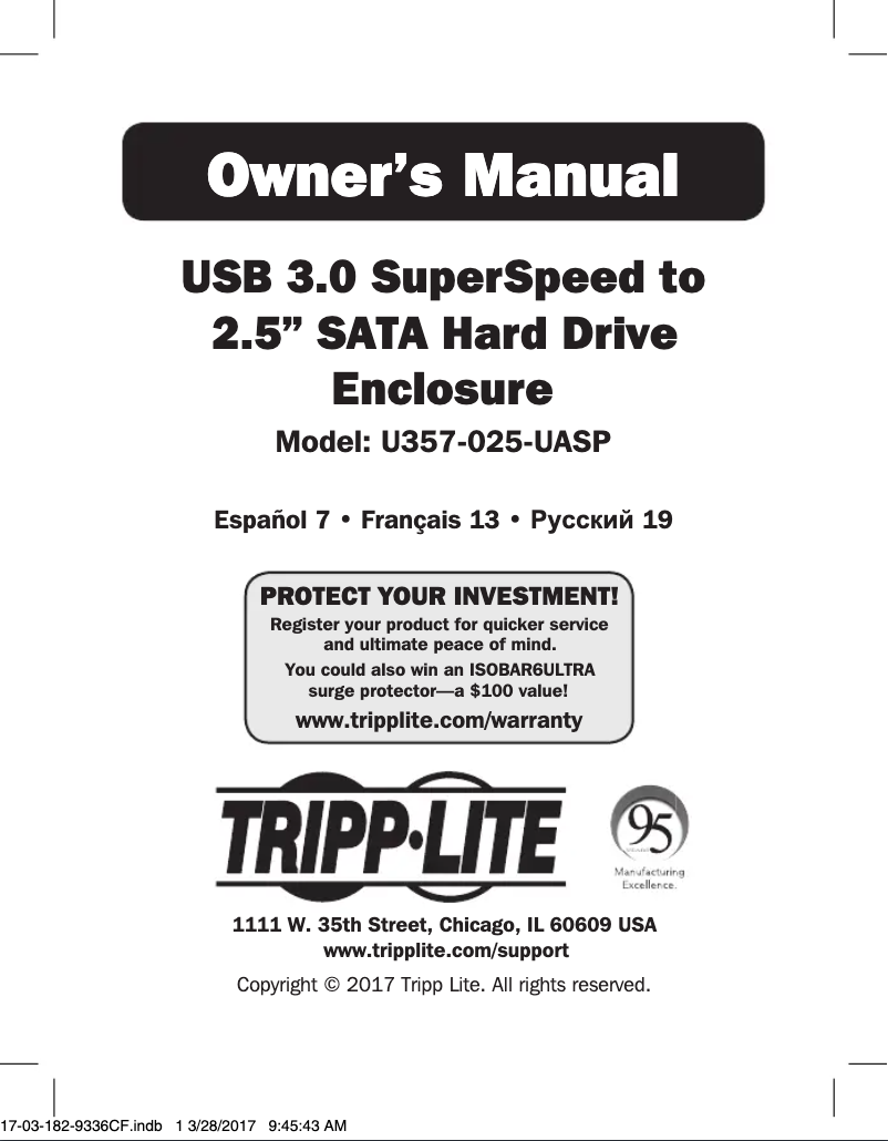 Page n°1 - Manuel utilisateur Tripp Lite U357-025-UASP