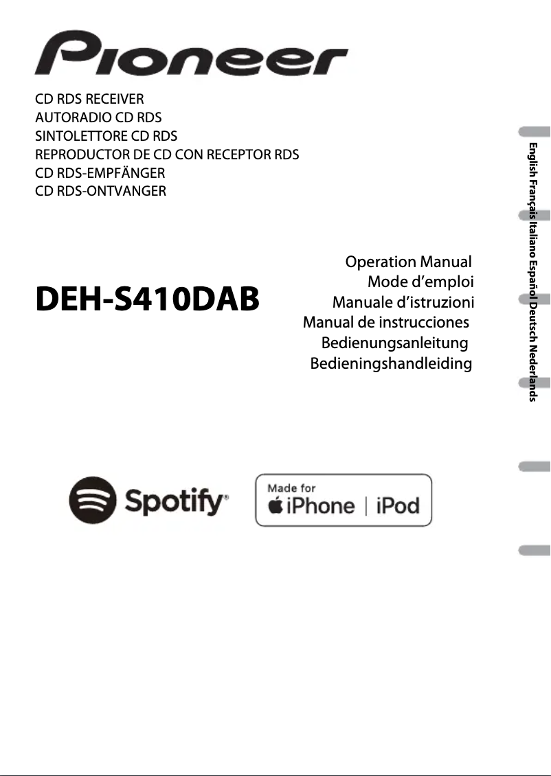 Page n°1 - Manuel utilisateur Pioneer DEH-S410DAB