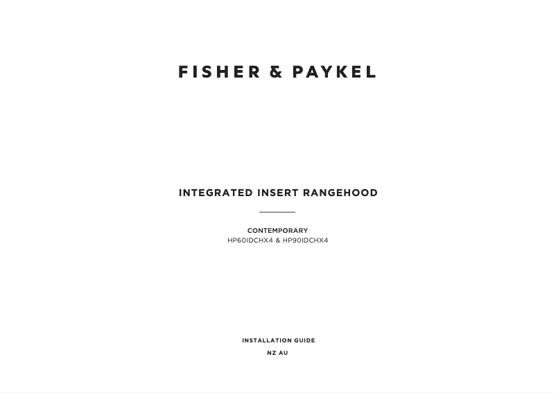 Page 1 de la notice Guide d'installation Fisher & Paykel HP90IDCHX4