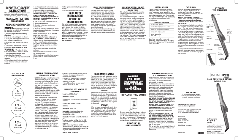 Image de la première page du manuel de l'appareil InfinitiPRO CD106NN