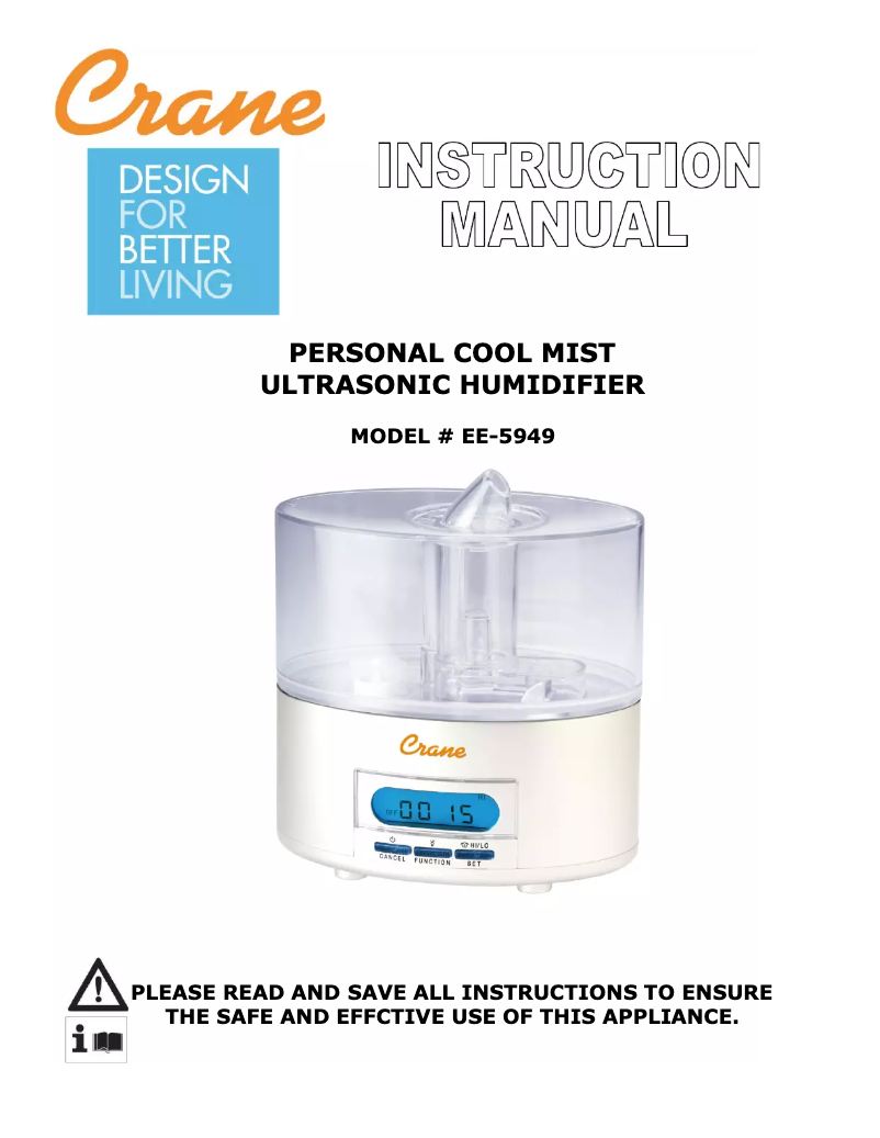 Page 1 de la notice Manuel utilisateur Crane EE-5949